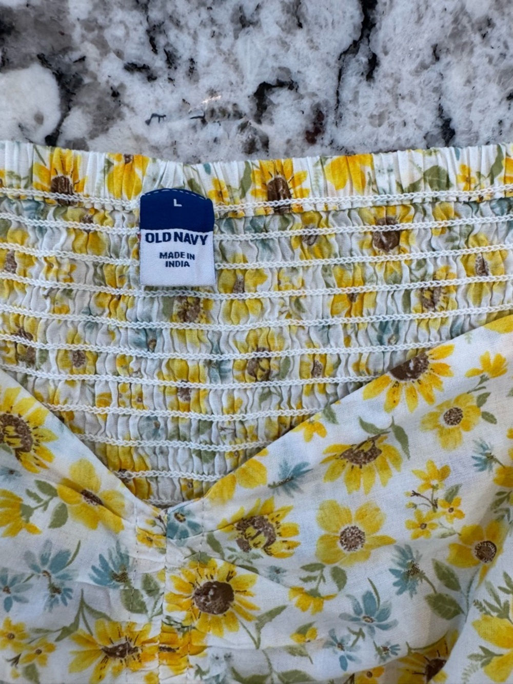 Old Navy Sunflower Floral Smocked Peplum Top | Puff Sleeve Cottagecore Boho - Picture 5 of 10